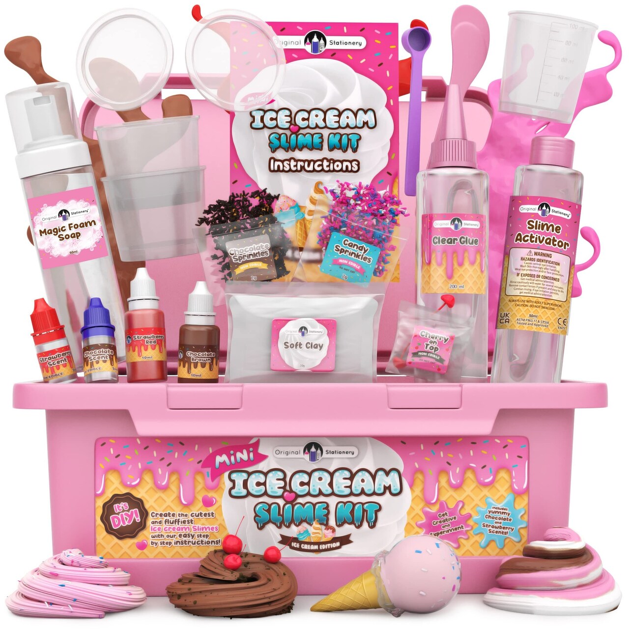 Original Stationery Mini Ice Cream Slime Kit, Girls Slime Kit to Make Ice Cream Slimes, Fun Butter Slimes for Girls Ages 7-14